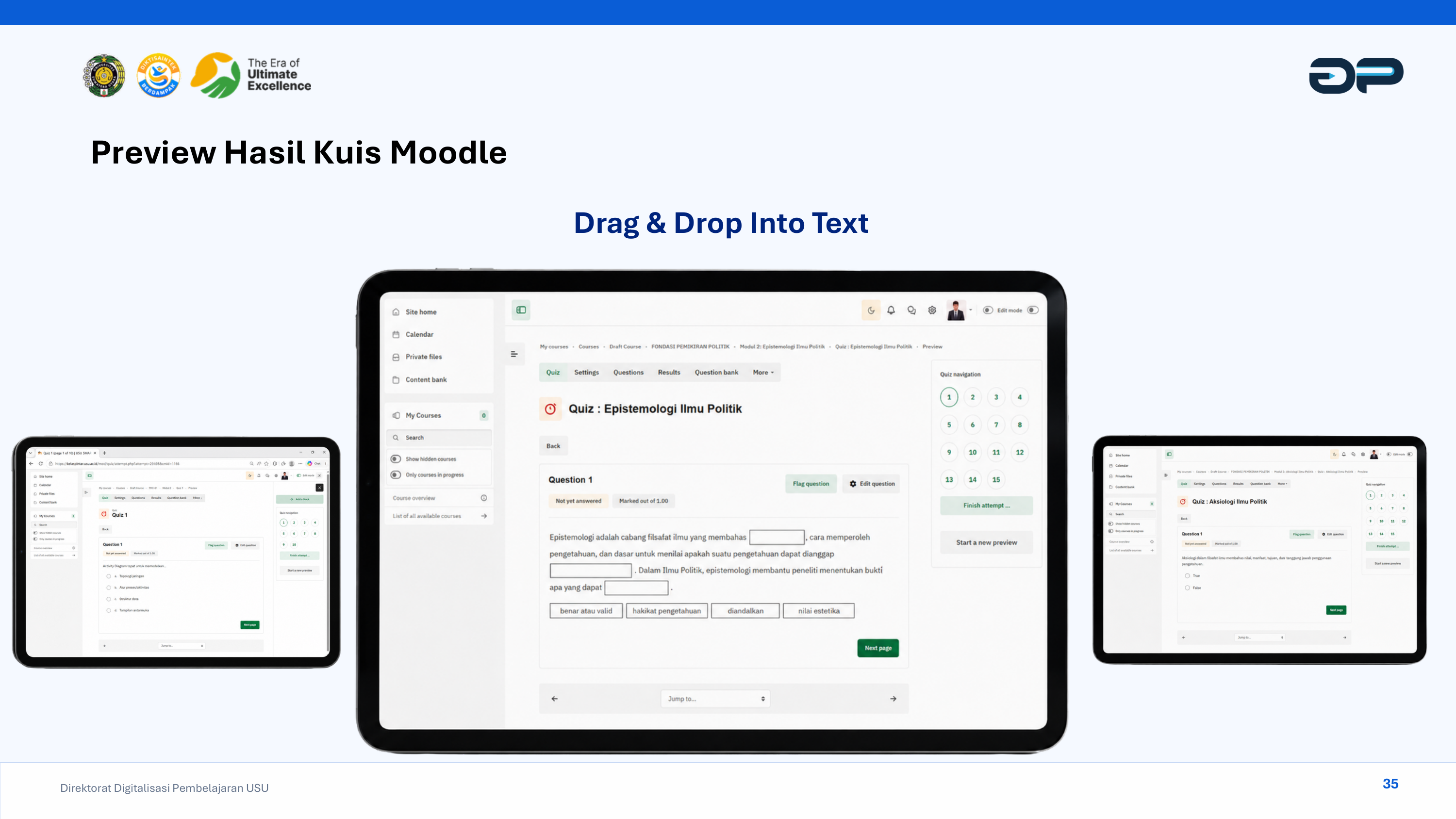 Tampilan Soal Drag and Drop Moodle