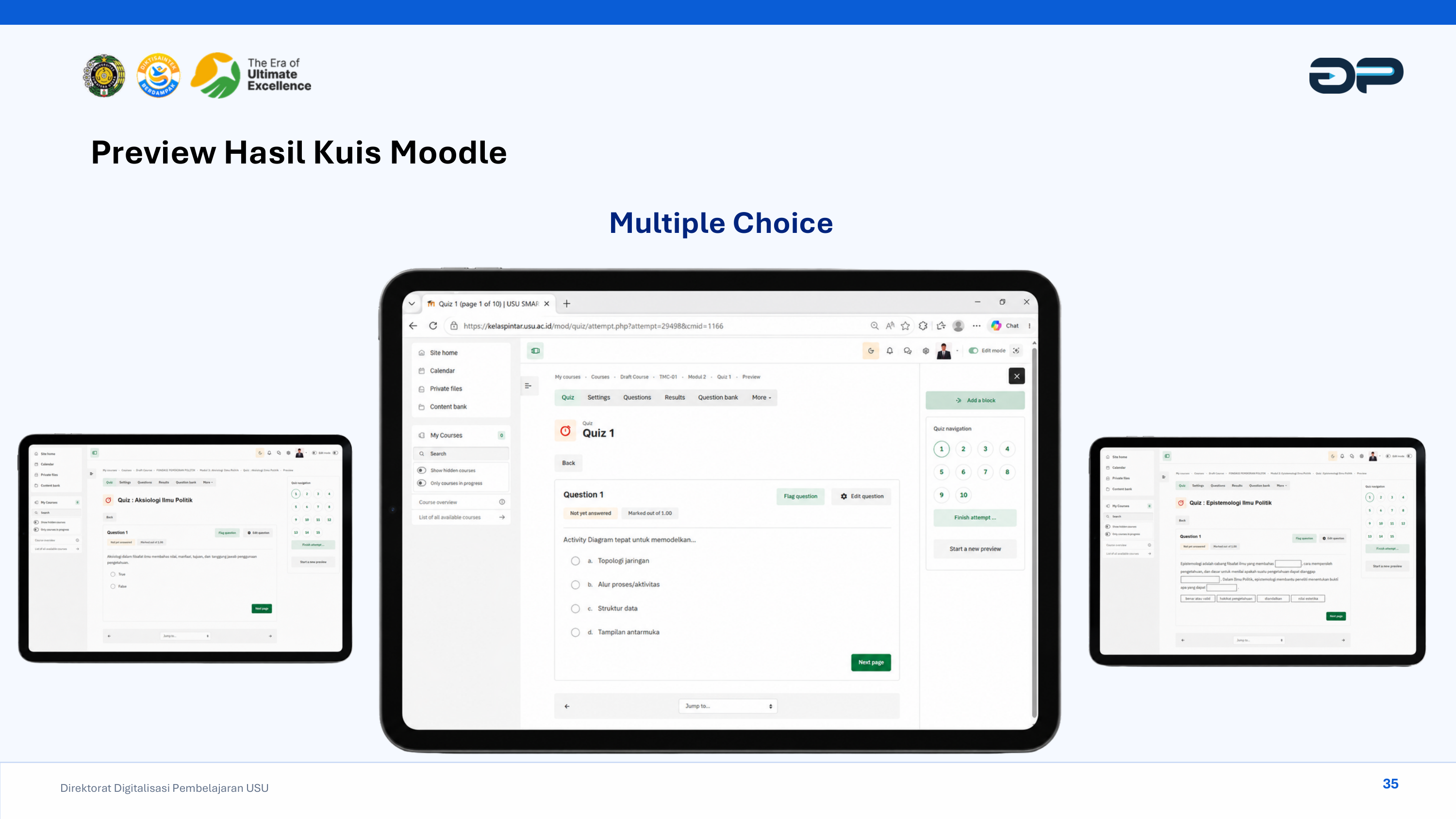 Tampilan Soal Pilihan Ganda Moodle