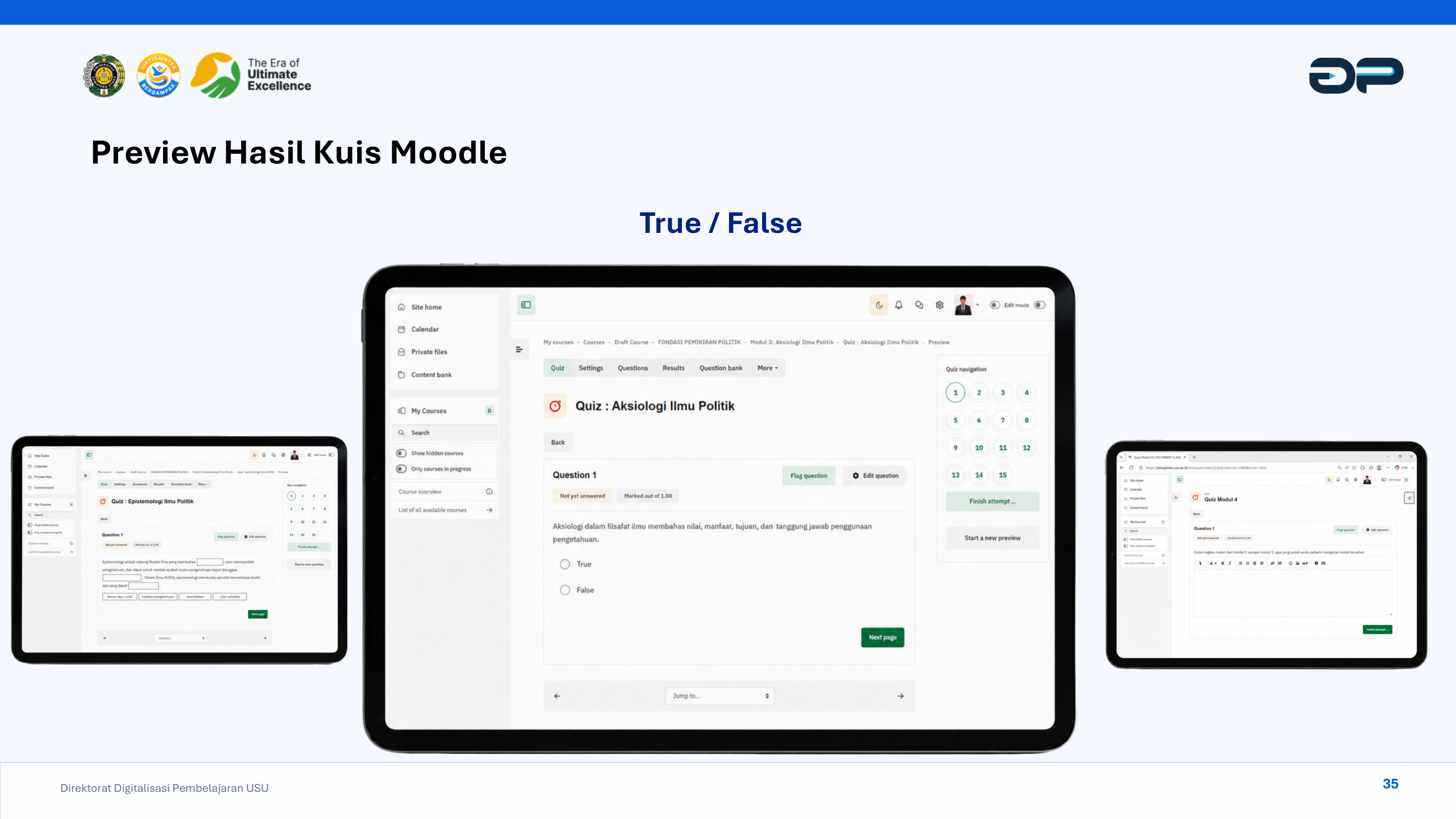 Tampilan Soal Benar Salah Moodle