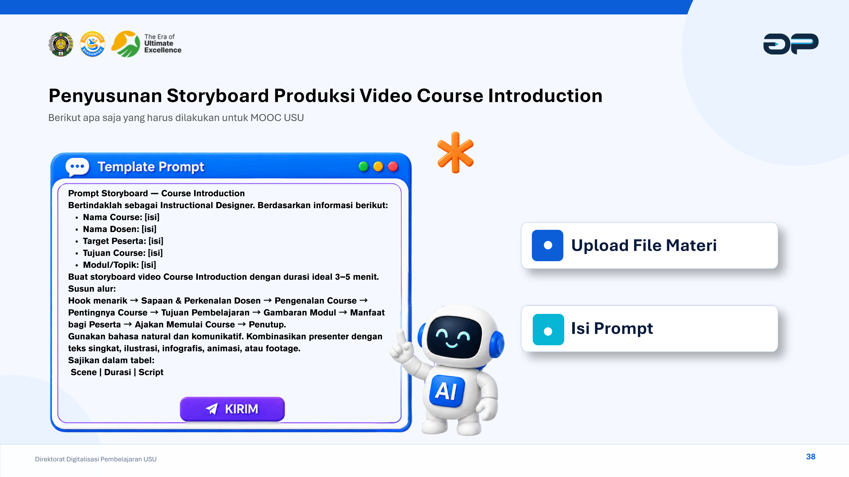 Template Prompt Storyboard Video Course Introduction