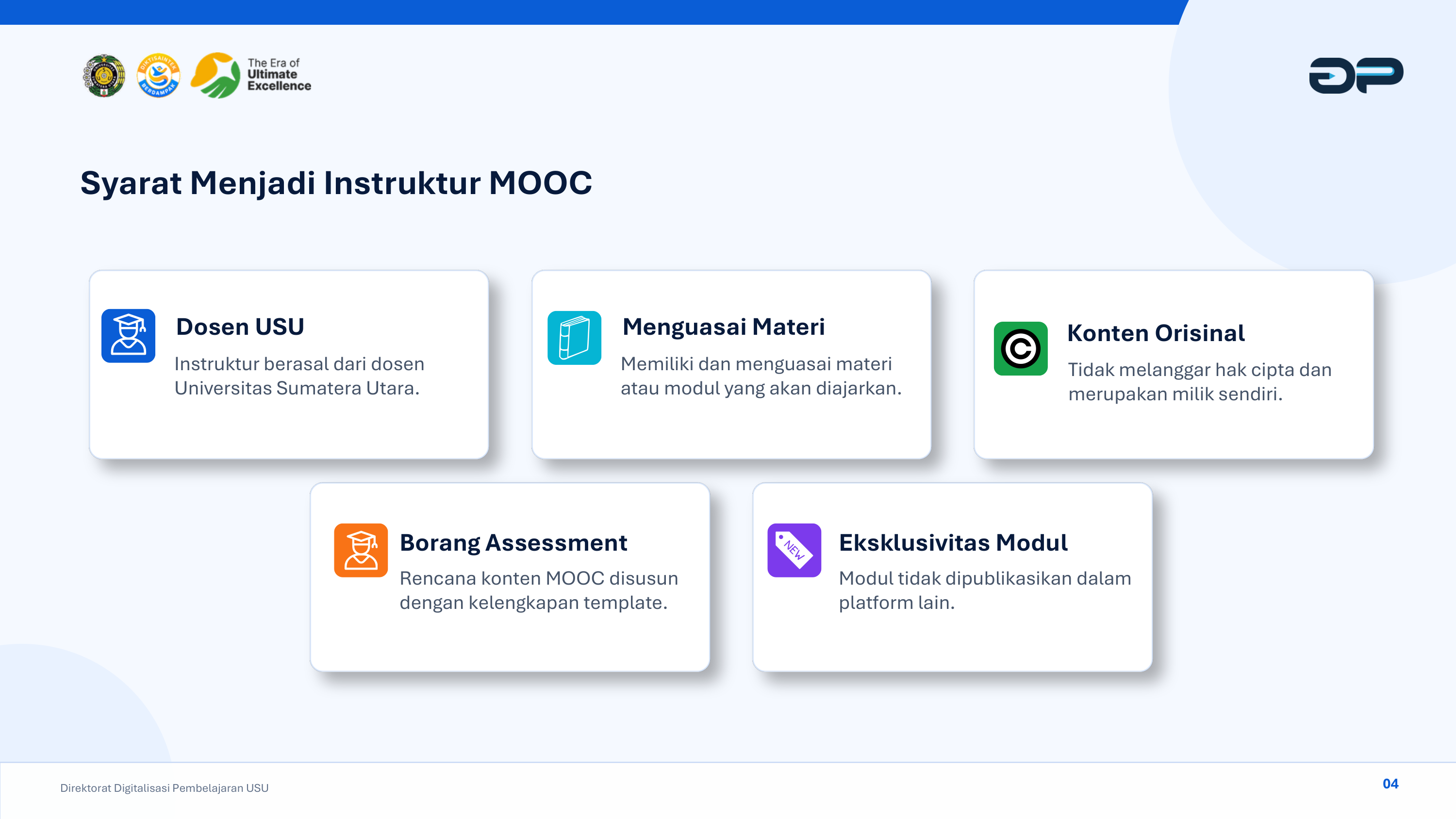 Standar Kualifikasi Instruktur Dosen MOOC USU